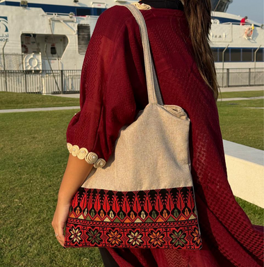 Palestinian Floral Embroidery Tote Bag