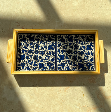 Light Wooden Two-Tile Tray