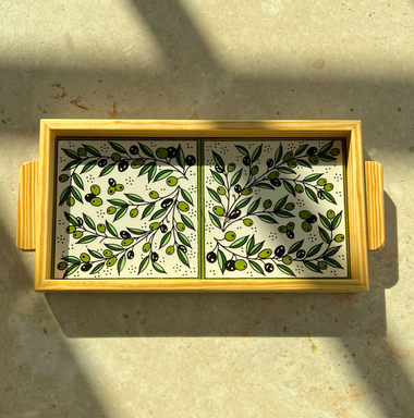 Light Wooden Two-Tile Tray