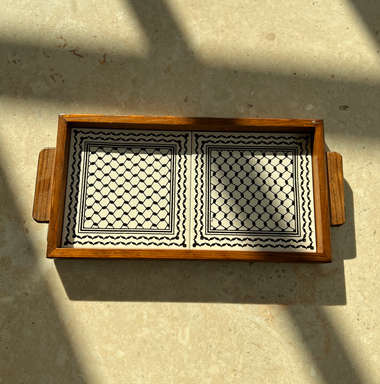 Dark Wooden Two-Tile Tray