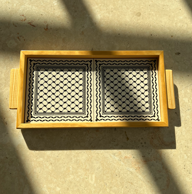 Light Wooden Two-Tile Tray