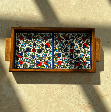 Dark Wooden Two-Tile Tray