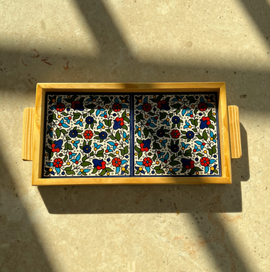 Light Wooden Two-Tile Tray