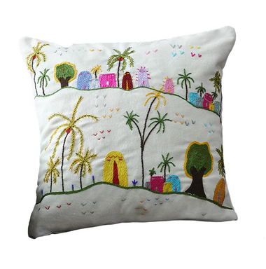 Square Cushion with Embroidery